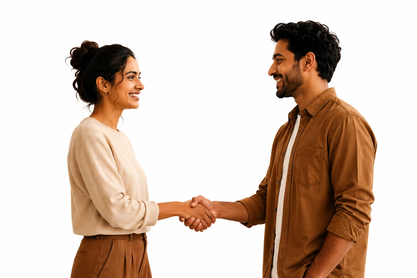 Two people shaking hands in partnership